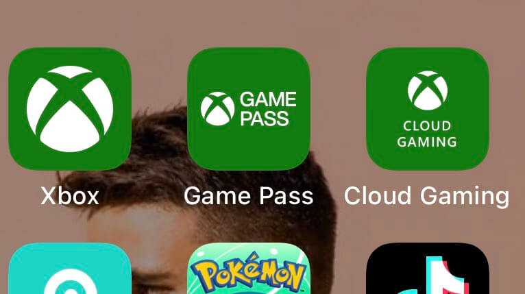 Xbox, Game Pass, and Cloud Gaming app icons on iPhone