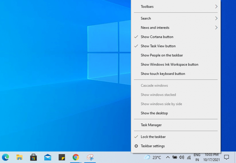 launching windows task manager from task bar