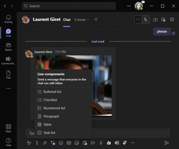 microsoft teams fluid components