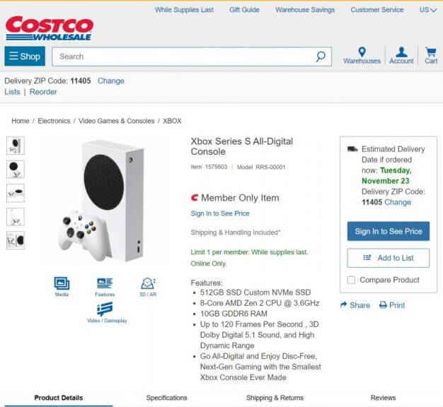 Xbox series store s costco