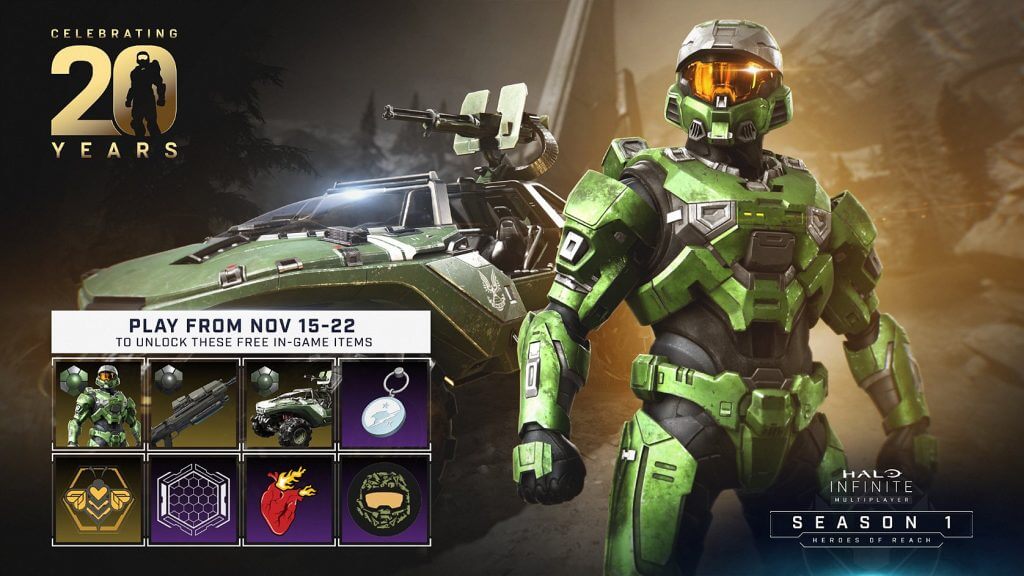 Halo and Xbox 20th anniversary Halo Infinite items