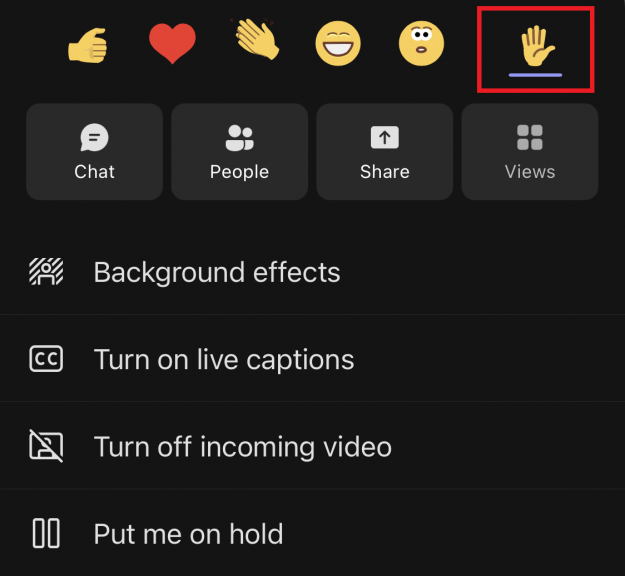 raise your hand feature in Microsoft Teams 