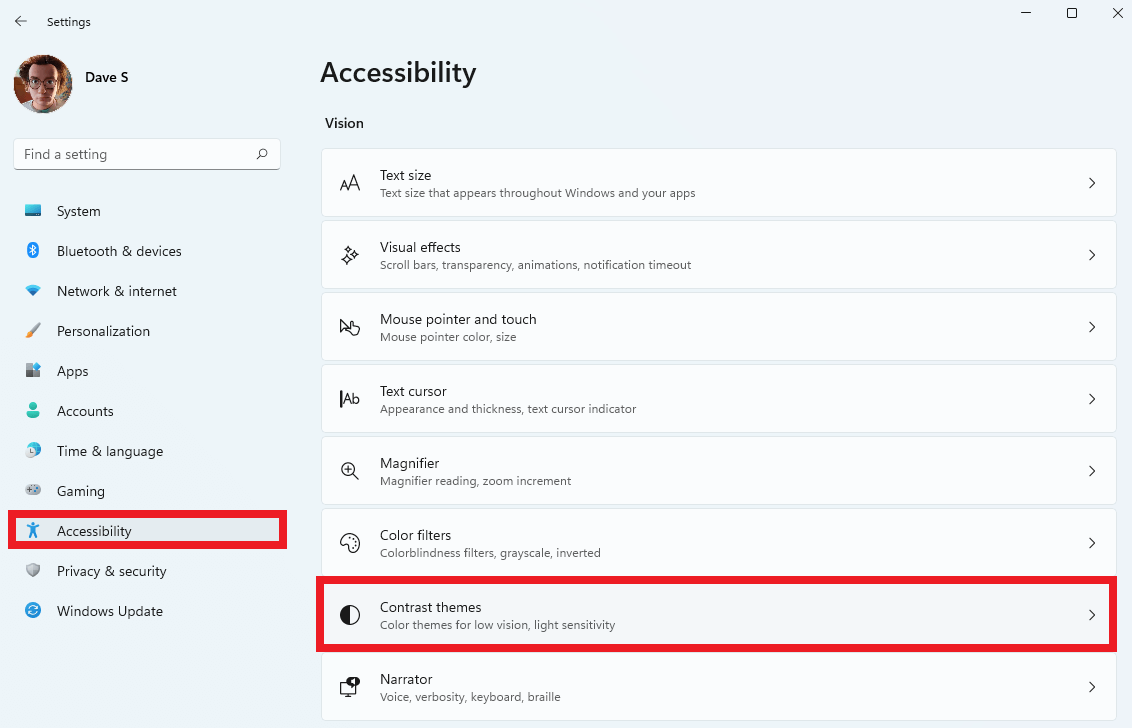 high contrast themes on windows 10
