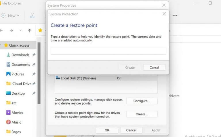 creating a system restore