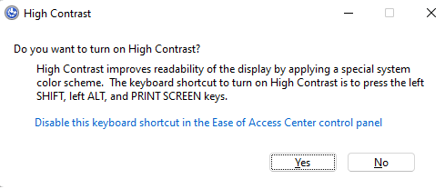 high contrast themes on Windows 10