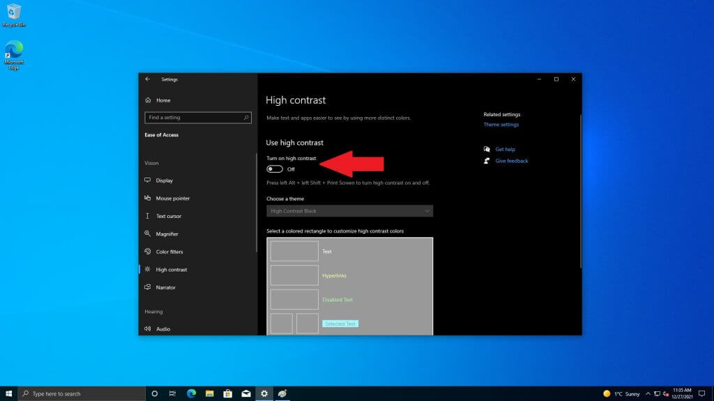 high contrast themes on windows 10