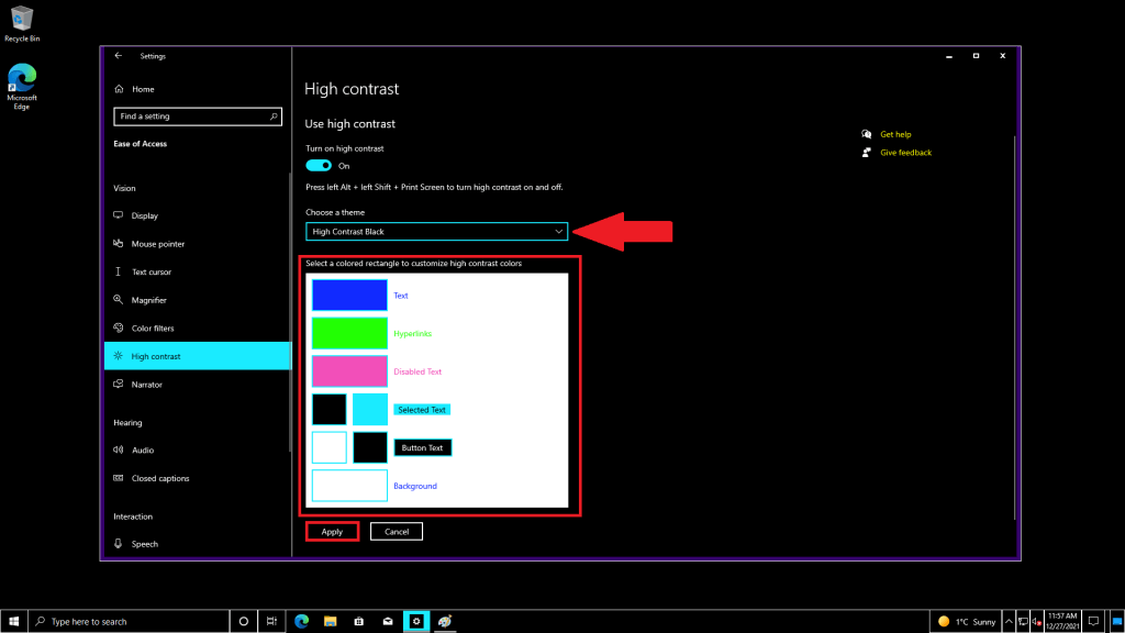 high contrast themes on windows 10