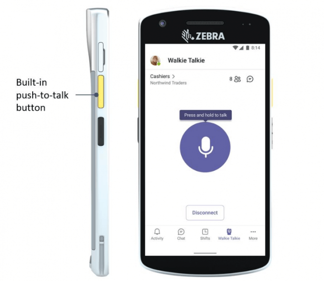 Zebra phone Microsoft Teams Walkie Talkie