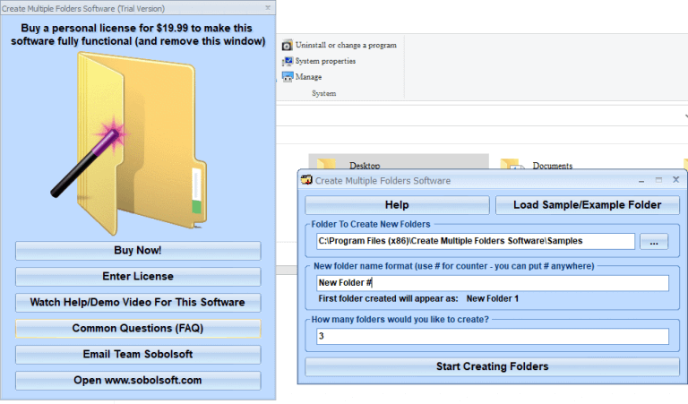 Create multiple folders with sobosoft