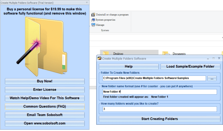 creating multiple folders with sobosolft
