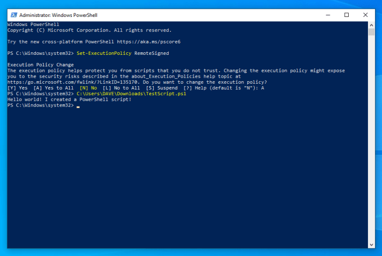 powershell on windows 10