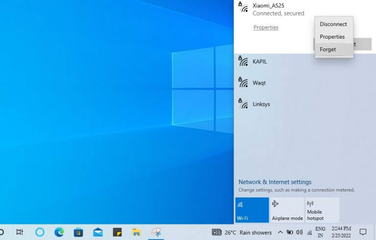 forgetting wifi in windows