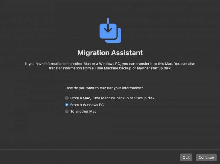 migration assistant on mac