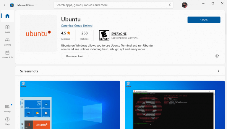 opening ubuntu