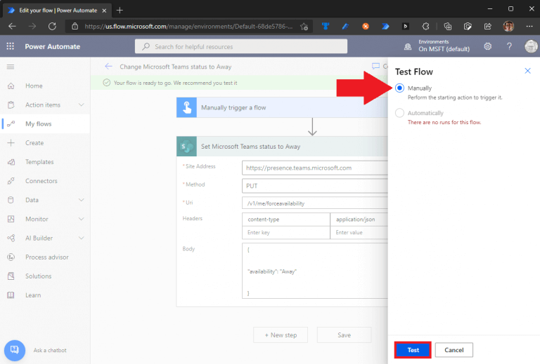 Microsoft Teams status