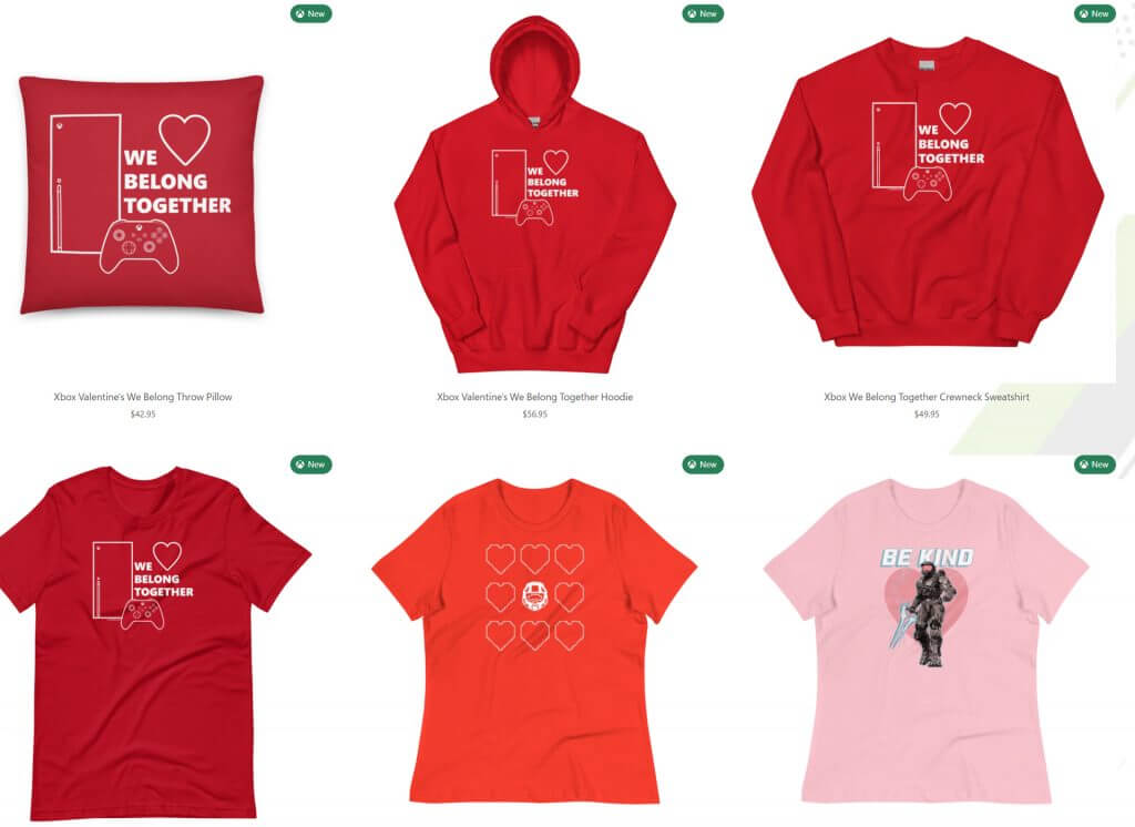 Xbox Gear Shop Valentine's Day products