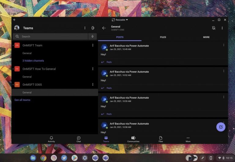 Android apps Teams Chromeboook