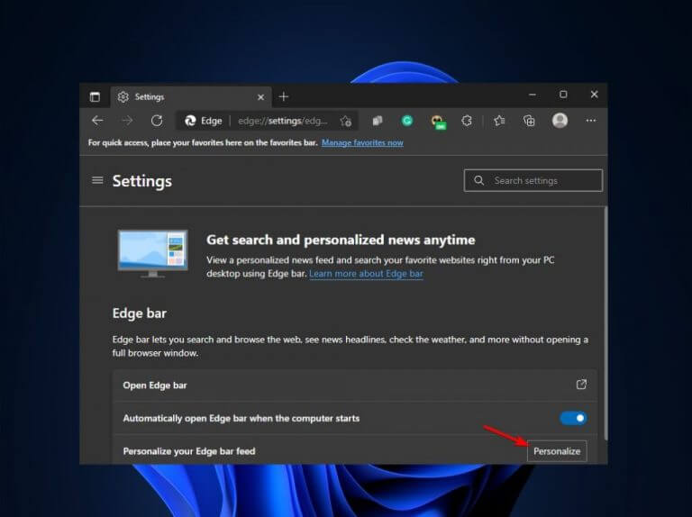 Personalize Edge Bar