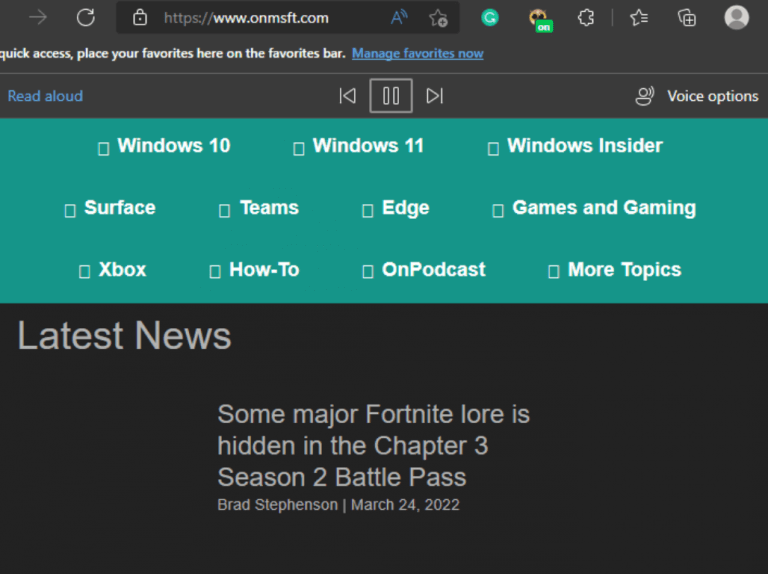 Microsoft Edge's accessibility feature