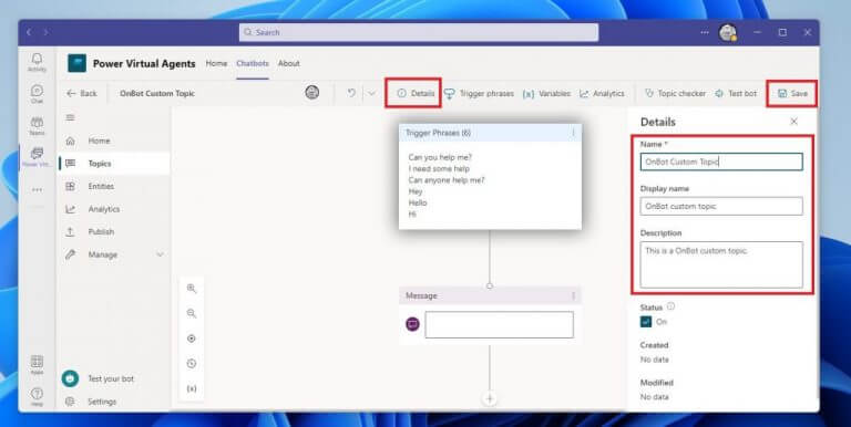 How to create and edit topics for your Power Virtual Agents chatbots on Microsoft Teams - OnMSFT.com - March 9, 2022