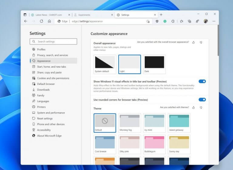 Microsoft testing rounded corners, more subtle Windows 11 design effects in Edge Canary - OnMSFT.com - April 28, 2022