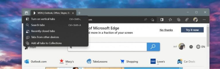 Latest Microsoft Edge Dev build adds "tabs from other devices" option in Tab Actions menu - OnMSFT.com - April 26, 2022