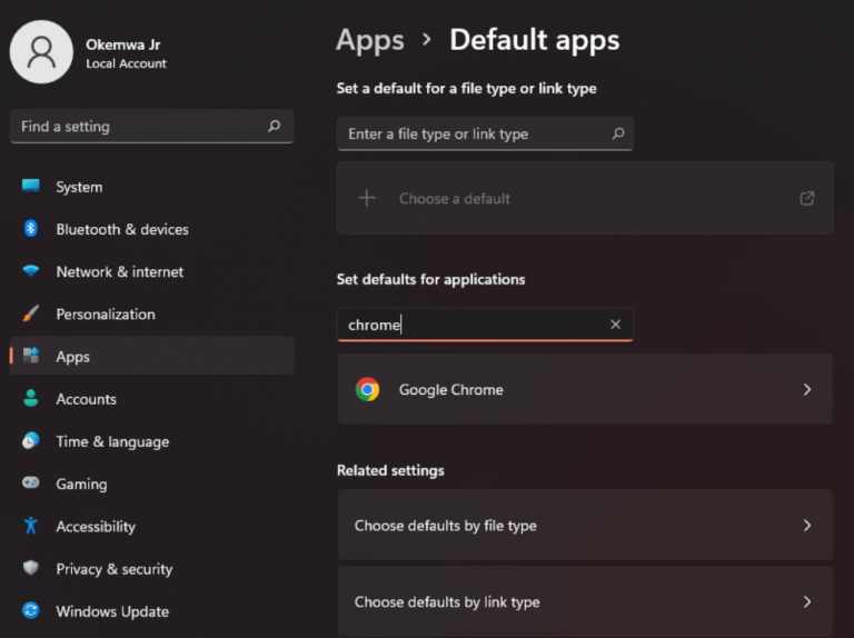 change default browser in Windows 11