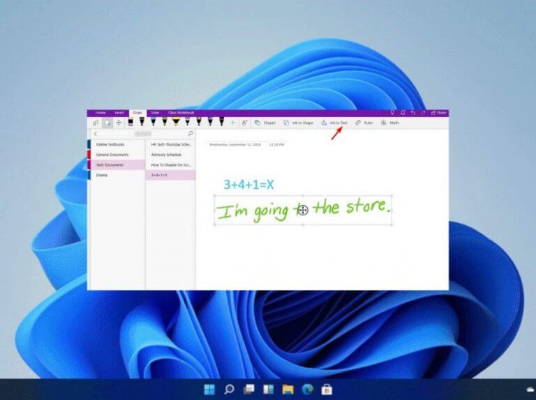 convert your handwriting to text Microsoft OneNote