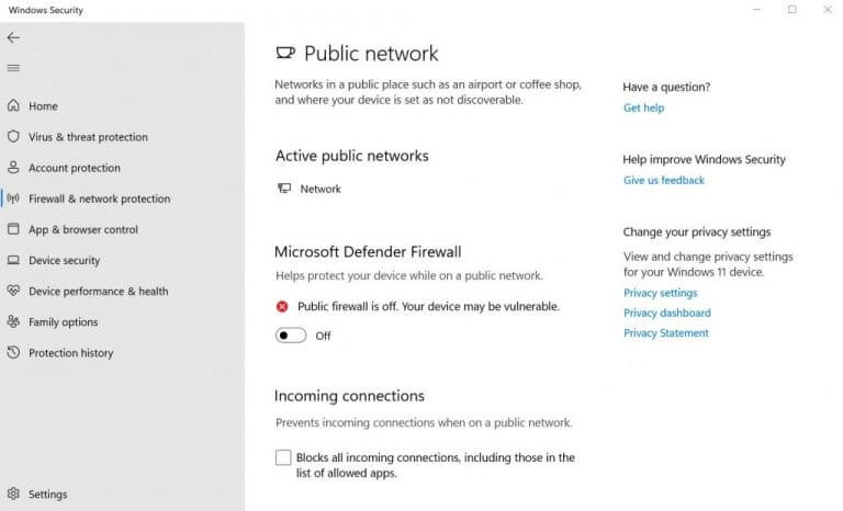 disable windows firewall