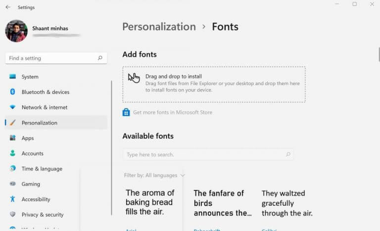 fonts personlization