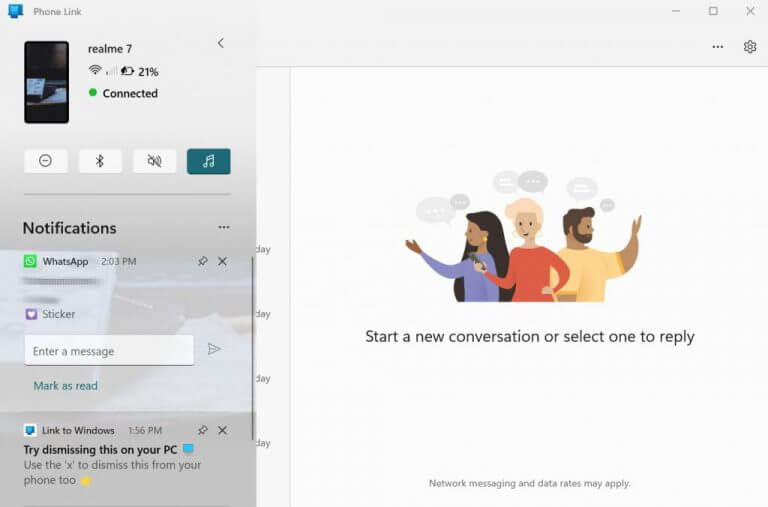 telephone link notifications