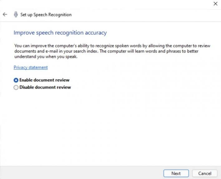 setting up speech recognition