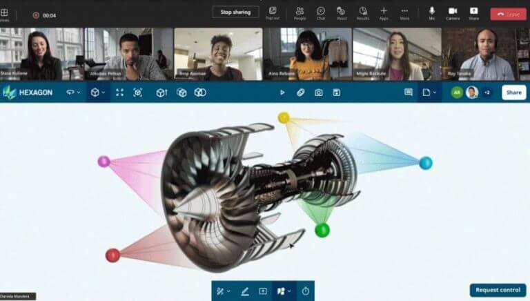 1.Hexagon Live Share prototype enabling engineers to annotate and edit 3D models and simulations, while they brainstorm together in Teams meetings.