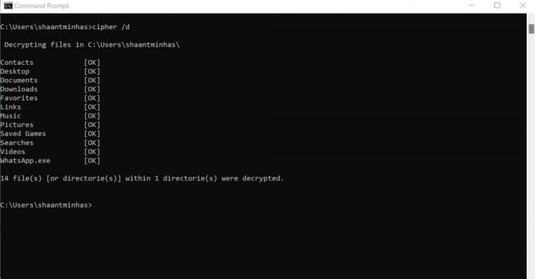 decrypting files with command prompt