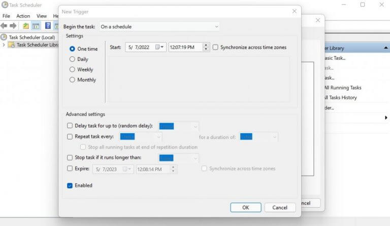 setting up triggers