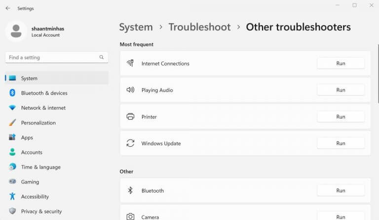 other troubleshooting settings