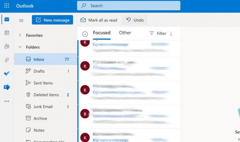 undo button in outlook web