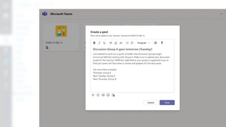 Create Post in Canvas