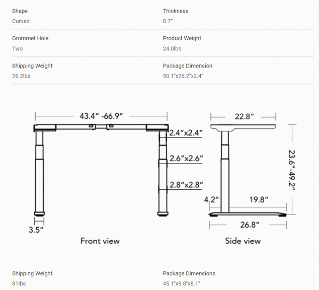 FlexiSpot Pro Plus E7 Standing Desk specs