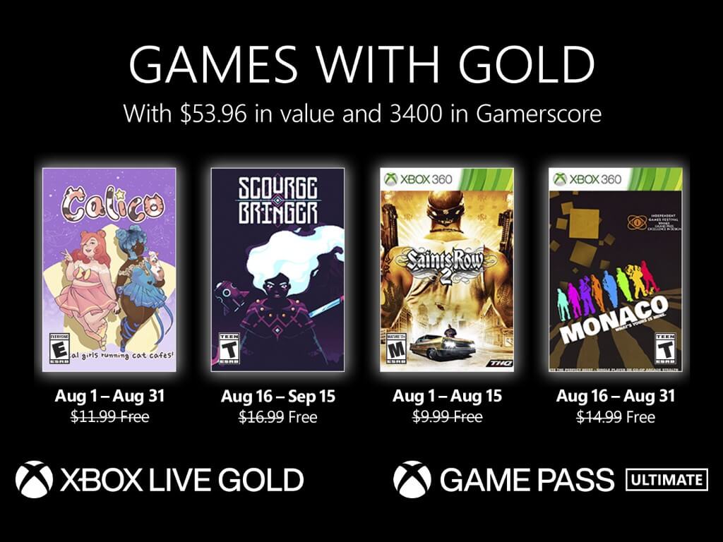 Here are the free Games with Gold August 2022 - OnMSFT.com - July 28, 2022
