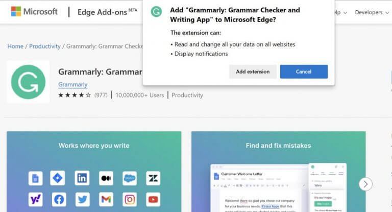 grammarly browser extension
