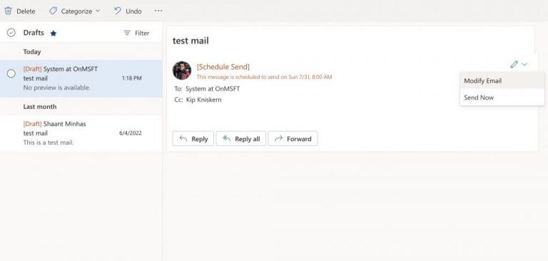 modifying outlook mail
