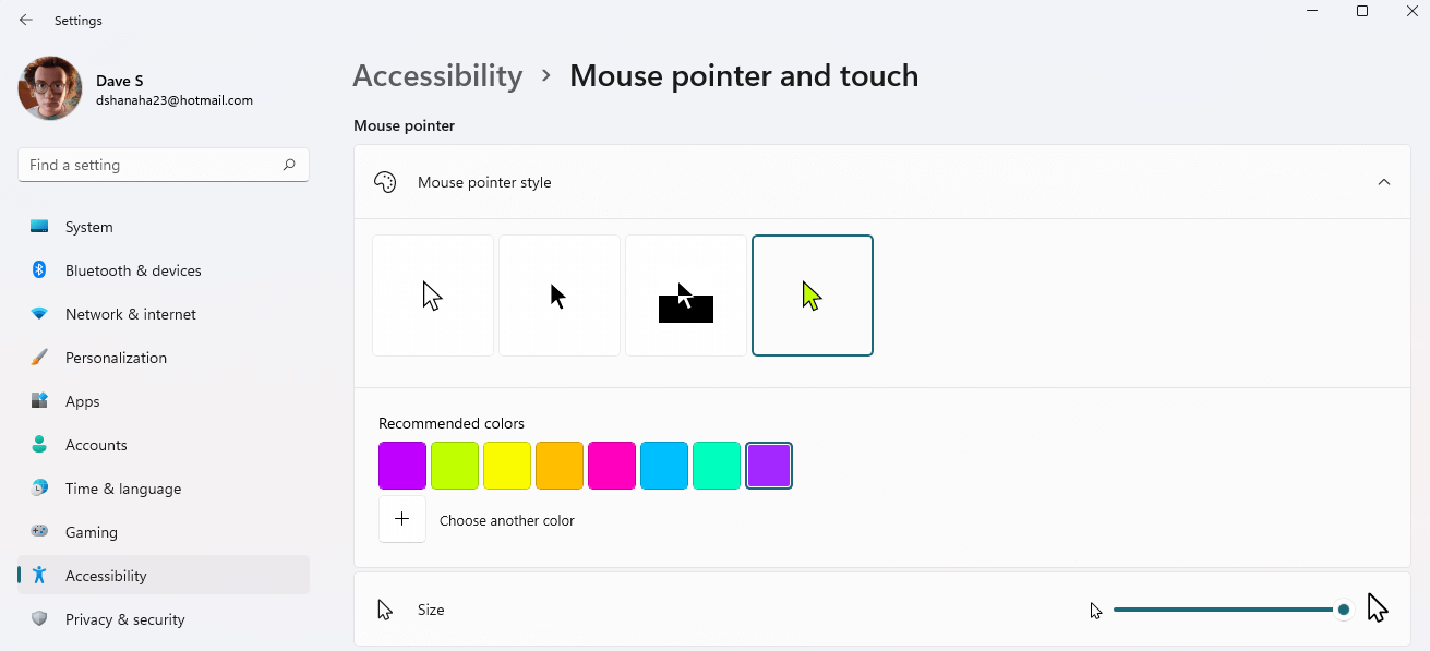 How to change your mouse cursor color on Windows 11 - OnMSFT.com - July 25, 2022