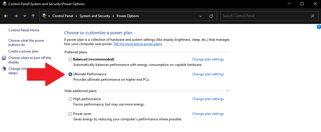 ultimate performance power plan 