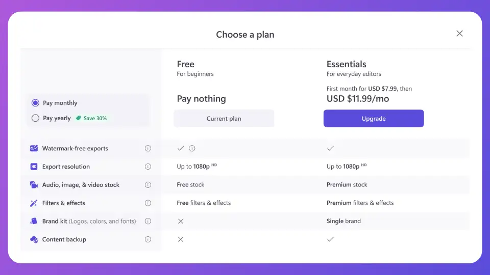 Clipchamp cleans up its paid plans, there's now just a single "essentials" plan - OnMSFT.com - August 4, 2022