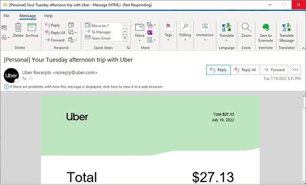 In an odd bug, Uber receipts are crashing Outlook on Windows - OnMSFT.com - August 2, 2022
