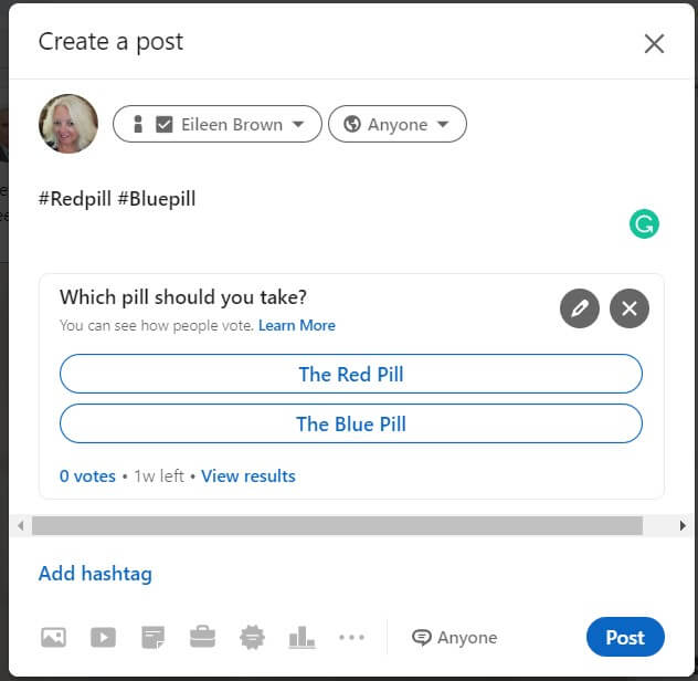 LinkedIn Polls - ask your business connections how they really feel eileen brown onmsft