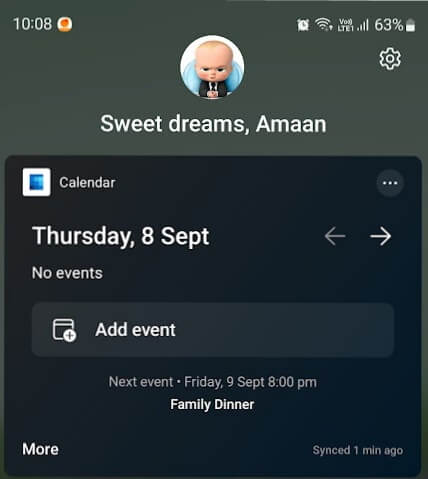 Calendar in MS Launcher