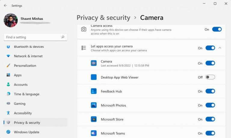 camera privacy settings