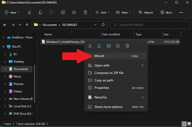 How To Almost Instantly Mount Iso Images On Windows 11 - Right Click mount iso images on windows